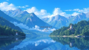 雪山下的镜湖
