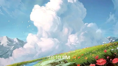 漫画风蓝天白云草地