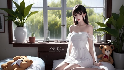 白色连衣裙闺房女生