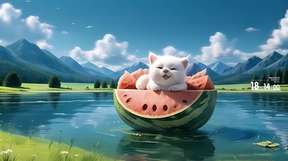 爱吃西瓜的猫咪