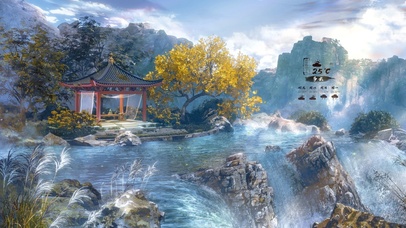 4k 古风仙境瀑布流水