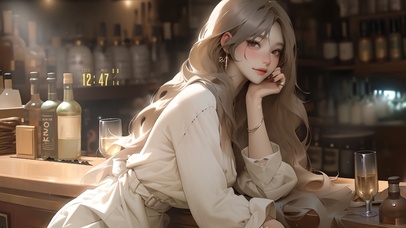 4K酒吧长发女生