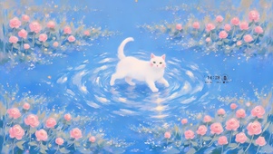 水中的猫咪