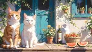 治愈夏日门前小猫