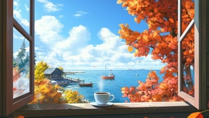 窗外秋日海景