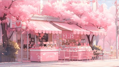 4k樱花树下花店