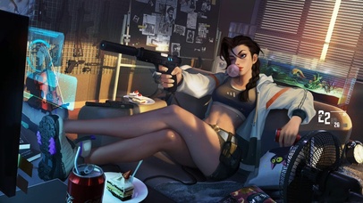 4K 房间酷炫少女