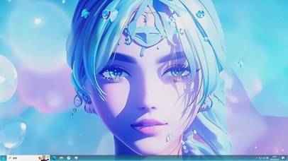 蓝发美女-桌面主题