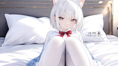 可爱床上白丝少女