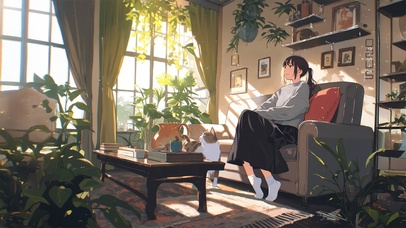 唯美房间午后少女