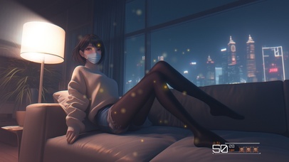 她肤若凝脂，泛着瓷器般的光泽