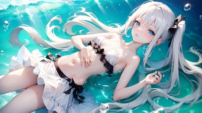 可爱海边纯白少女