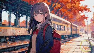 列车旁的少女