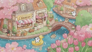 春日花居小狗嬉戏