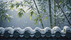 古风雪中翠竹