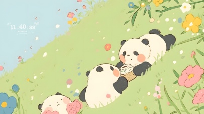 草地里的小熊猫