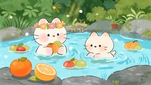 温泉度假小猫
