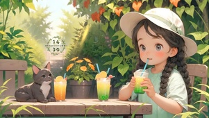 可爱果汁女孩