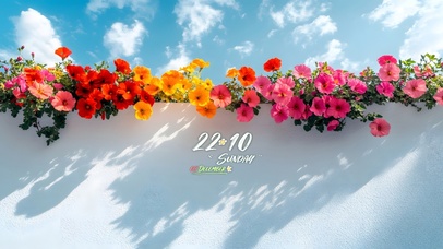 墙上的七彩牵牛花