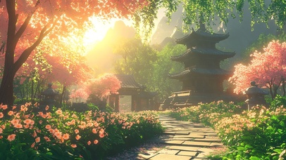 春日唯美山林小镇美景