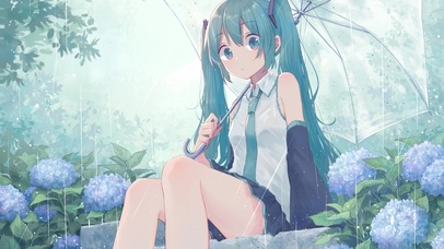 唯美雨中初音