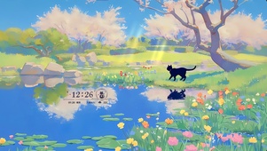 溪边小黑猫