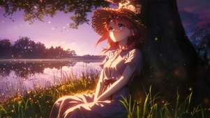 夏日池塘少女