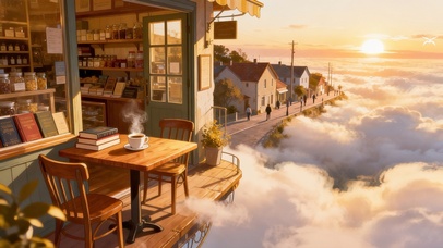 空中云海小镇的日出