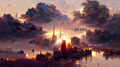 4k 唯美梦幻城市火烧云