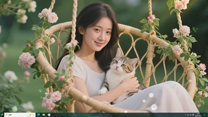 抱着猫咪的恬静女生