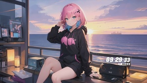 夕阳下女孩