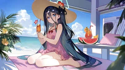 海边沙滩泳装少女-天童爱丽丝