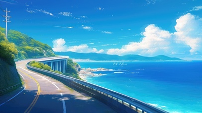 4K唯美公路海景