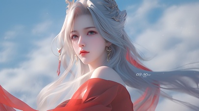 4K古风红装白发云上仙