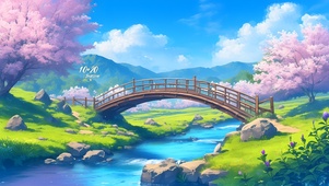 樱花小桥流水