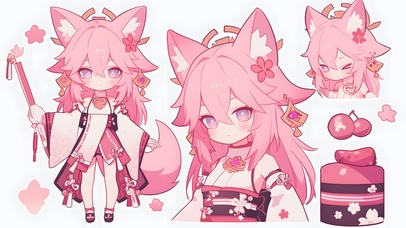 可爱的粉发狐少女