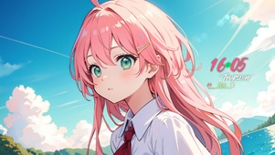 唯美清新粉发少女