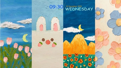 卡通油画分屏壁纸