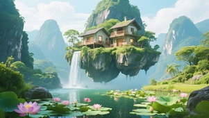 浮空荷塘小屋