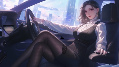 车内高冷气质美女