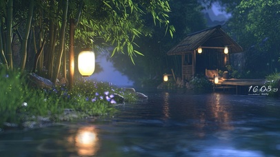 溪边竹林夜