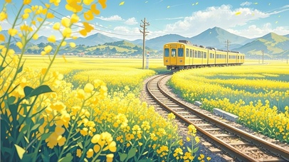 油菜花田列车