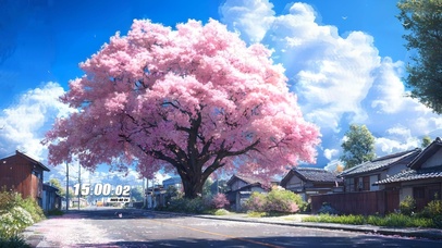 唯美小镇樱花树