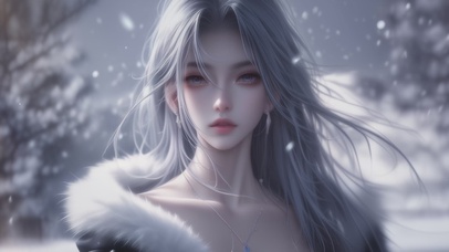 雪天美女
