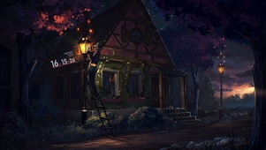 幽静夜晚下的小屋