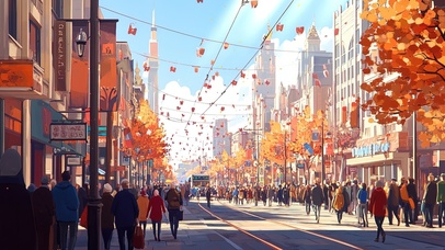 秋天的城市街道