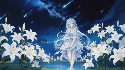 夜穹花海银发少女