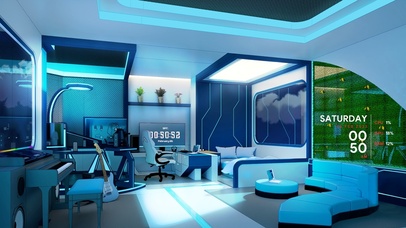 科幻炫酷蓝调房间