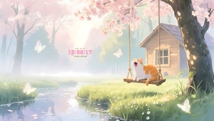 溪边樱花小屋