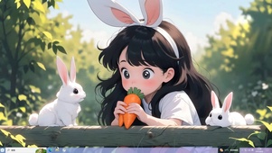 趴在栏杆上的女孩